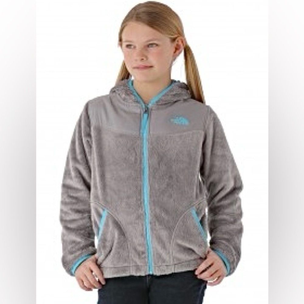 NORTH FACE Fleece Sherpa Jacket Coat Sweater Full Zip in Teal Gray in Large